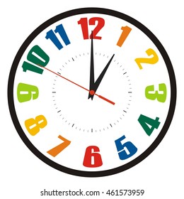 Vector clock colored numbers 