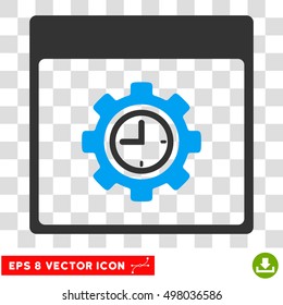 Vector Clock Configuration Gear Calendar Page EPS vector icon. Illustration style is flat iconic bicolor blue and gray symbol on a transparent background.