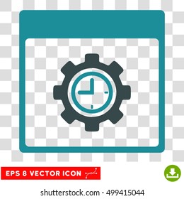 Vector Clock Configuration Gear Calendar Page EPS vector pictograph. Illustration style is flat iconic bicolor soft blue symbol on a transparent background.