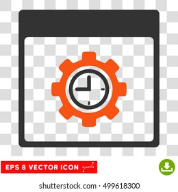 Vector Clock Configuration Gear Calendar Page EPS vector icon. Illustration style is flat iconic bicolor orange and gray symbol on a transparent background.