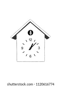 Vector clock with cuckoo. Home Appliances vector.
