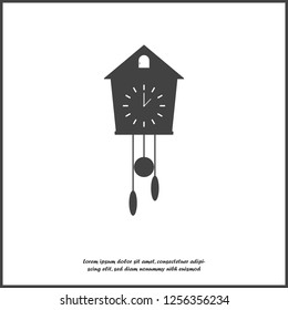 Vector clock icon with cuckoo. Home Appliances illustration on white isolated background. Layers grouped for easy editing illustration. For your design. 