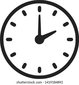 vector clock icon, flat linear time sign.