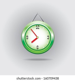 Vector clock icon of green color