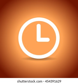 Vector clock icon on orange background
