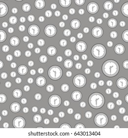 Vector Clock Icon Seamless Pattern Isolated on Grey Background