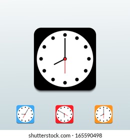 Vector clock icon set on blue background. Eps10