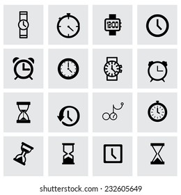 Vector clock icon set on grey background