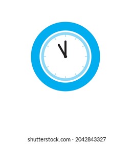 Vector clock Icon shows 11 o clock in flat style blue color on white background. timer vector design