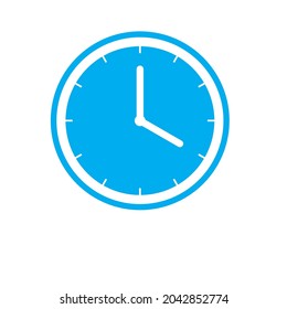 Vector Clock Icon shows 4 o clock in flat style blue color on white background. timer vector design