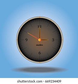 Vector clock image, vintage style.Vector Illustration.