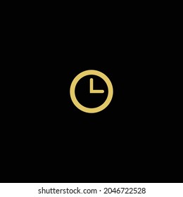 vector clock made in gold color and black background