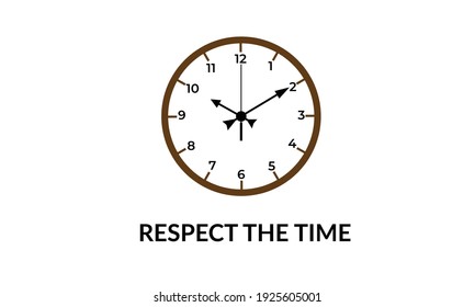 Un vector de reloj y respeto de la palabra de tiempo sobre fondo blanco