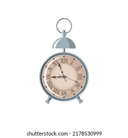 Vector clock with Roman numerals in a metal isolated on white background