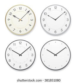 Vector clock. Set of classic and modern, round clocks.