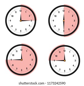 Vector clock is showing the quarter and half of twelve