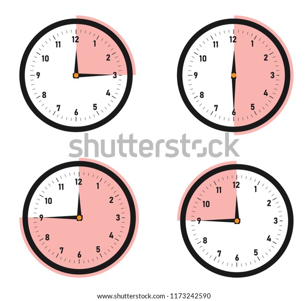 Vector Clock Showing Quarter Half Twelve Stock Vector (Royalty Free ...