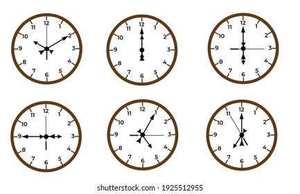 A vector of clock showing variable time on white background