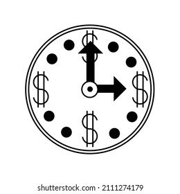 vector of a clock. shows that time is money.