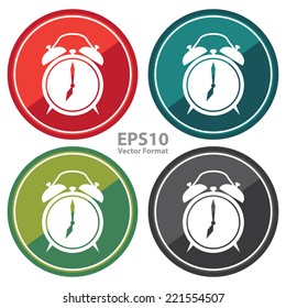 Vector : Clock Sign on Circle Icon, Button, Label Isolated on White 
