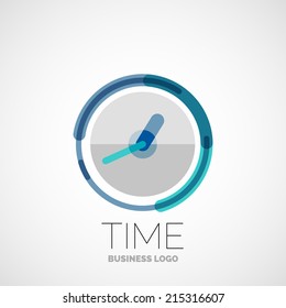 Vector clock, time company logo design, business symbol concept, minimal line style