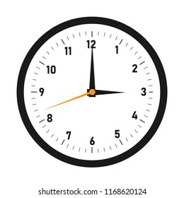 Vector clock with a time, clock icon, three hours