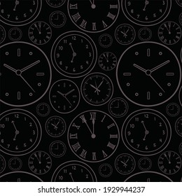 Vector Clocks Pattern With Black Background