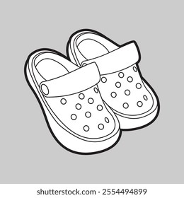 Vector Clogs, footwear, Sandal ,Shoes, Fashion, Outline