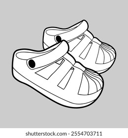 Vector Clogs, footwear, Sandal ,Shoes, Fashion, Outline