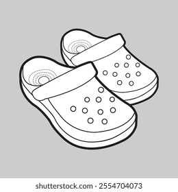 Vector Clogs, footwear, Sandal ,Shoes, Fashion, Outline