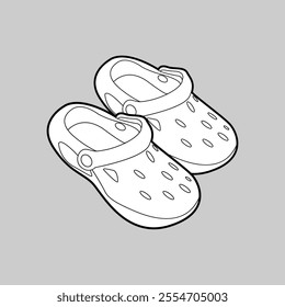 Vector Clogs, footwear, Sandal ,Shoes, Fashion, Outline