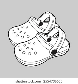 Vector Clogs, footwear, Sandal ,Shoes, Fashion, Outline