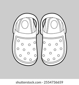 Vector Clogs, footwear, Sandal ,Shoes, Fashion, Outline