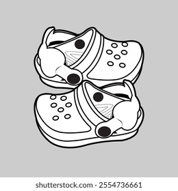 Vector Clogs, footwear, Sandal ,Shoes, Fashion, Outline