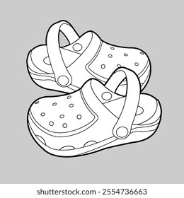 Vector Clogs, footwear, Sandal ,Shoes, Fashion, Outline