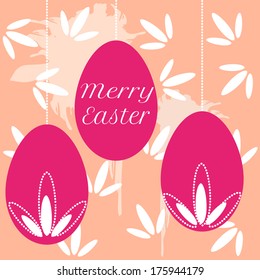 vector clored easter eggs hanging on pearl beads