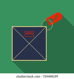 Vector close envelope for letter. Symbol of message, mail, email or business document with dollar label. Realistic icon isolated on background