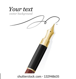 Vector Close up of a fountain pen and signature
