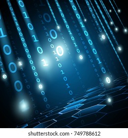Vector close up of matrix binary with falling number