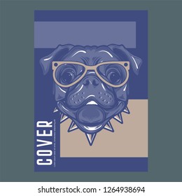 Vector close up portrait of french bulldog wearing the sunglasses