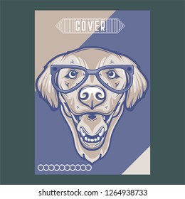 Vector close up portrait of french bulldog wearing the sunglasses