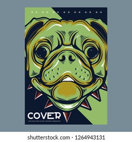 Vector close up portrait of french bulldog wearing the sunglasses