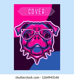 Vector close up portrait of french bulldog wearing the sunglasses