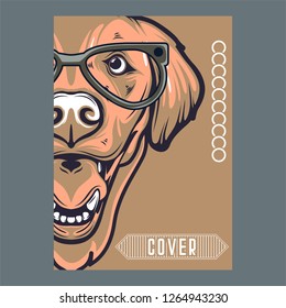 Vector close up portrait of french bulldog wearing the sunglasses