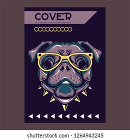 Vector close up portrait of french bulldog wearing the sunglasses