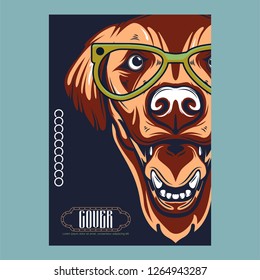 Vector close up portrait of french bulldog wearing the sunglasses