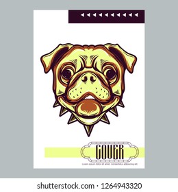 Vector close up portrait of french bulldog wearing the sunglasses