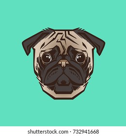 Vector close up portrait of  Pug