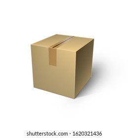 Vector closed cardboard box on a white background, shipping and mail