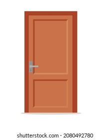 Vector Closed Door with Frame Isolated on Background EPS 10